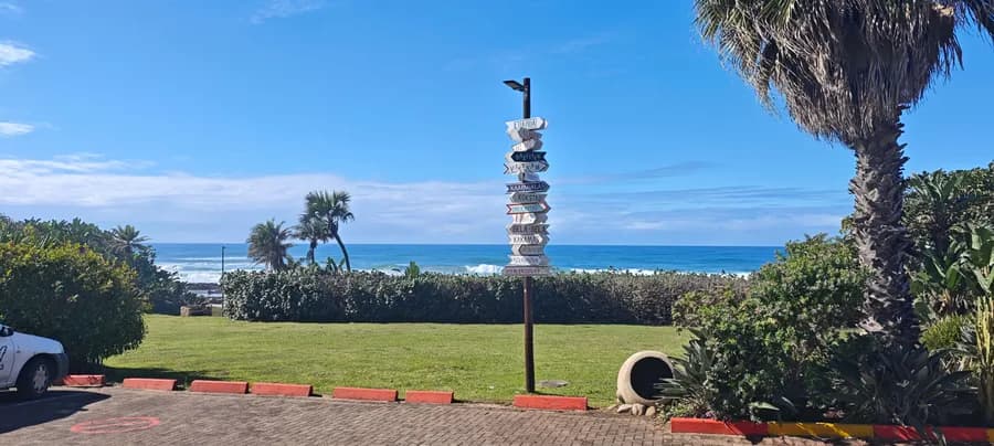 Lawn above the beach, looking out over the Indian Ocean