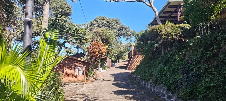 Shaded lane between the units on the estate