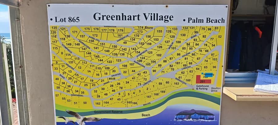 Estate map board showing the layout of GreenHart Village