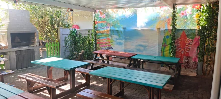 Covered braai and picnic tables at High Rock Pub & Grill